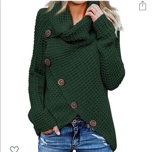 Asvivid Button-Up Cowl Knit Sweater